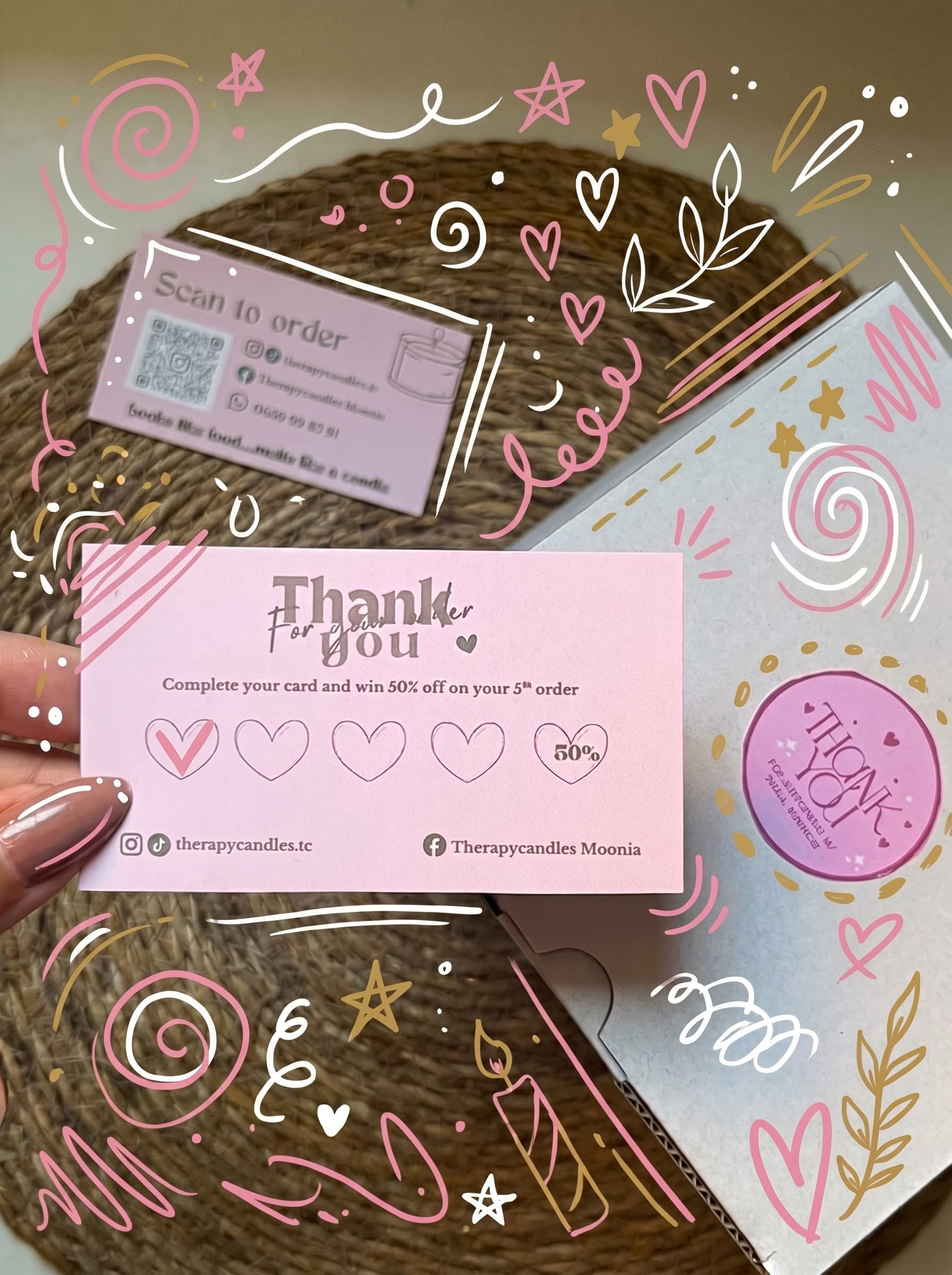 Therapy Candles - Petites cartes glissées dans vos colis